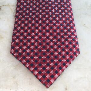 BURMA BIBAS RED NAVY WHITE ALL SILK TIE